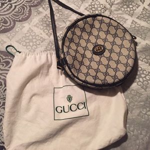 Vintage Gucci Canteen Round purse- navy
